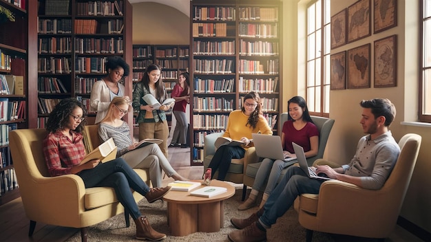 a group of people are gathered around a table with books and one of them reads  the books