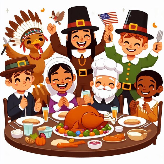 Photo a group of people are gathered around a table with a turkey on it