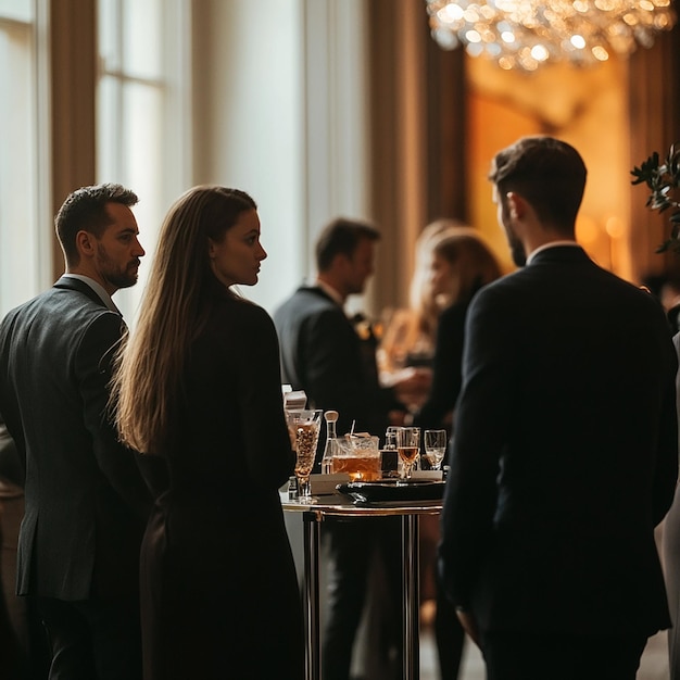 Photo a group of people are gathered around a table with wine glasses on it