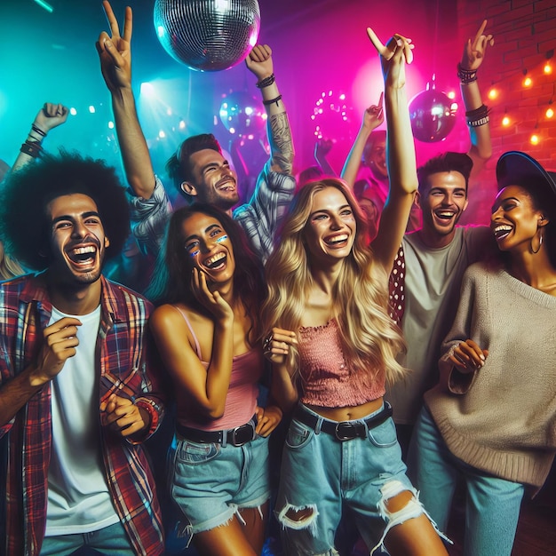 a group of people are having fun in a club