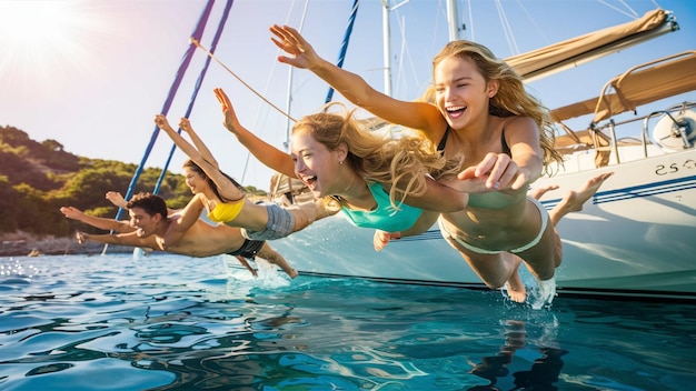 a group of people are having fun in a pool