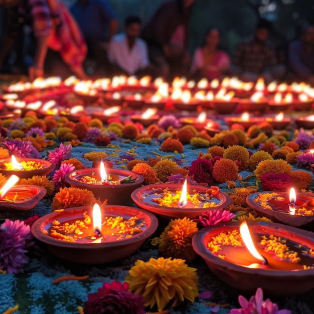 a group of people are holding candles and flowers