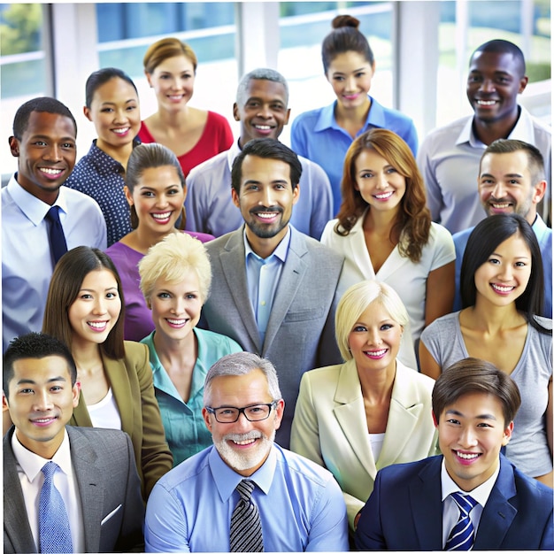 a group of people are posing for a photo in front of a laptop