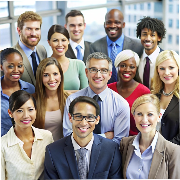 a group of people are posing for a photo in front of a laptop