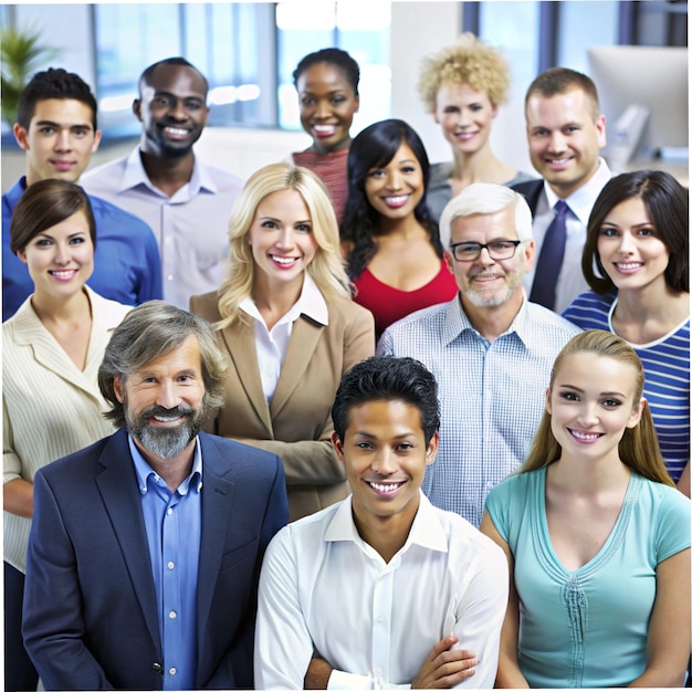 a group of people are posing for a photo in front of a laptop