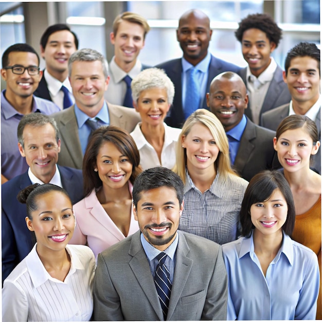 a group of people are posing for a photo in front of a laptop