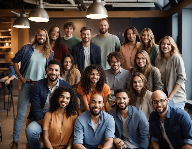 a group of people are posing for a photo together