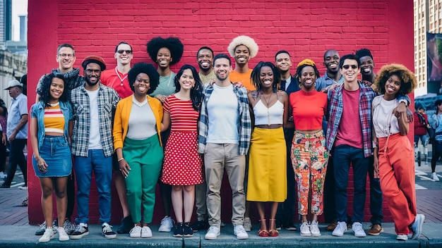 a group of people are posing for a photo together