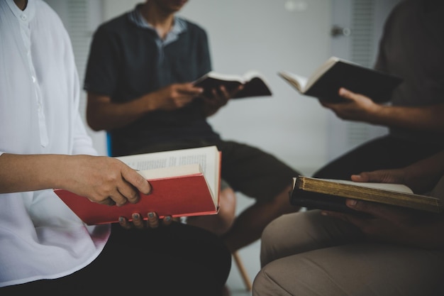 Group of people are reading the bible