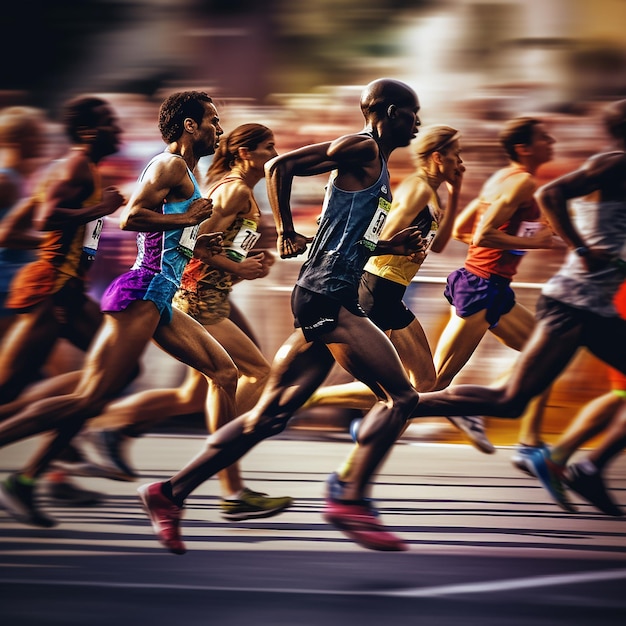 a group of people are running in a marathon