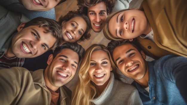 A group of people are smiling and looking at the camera