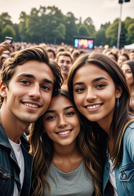 a group of people are smiling and posing for a photo with a man and woman