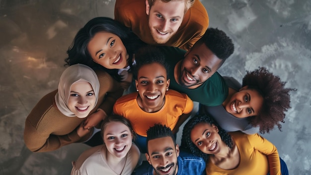 a group of people are smiling and posing for a photo