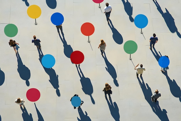 a group of people are standing in a circle with the number 3 on them