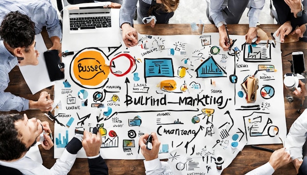 a group of people are standing in front of a board that says quot building quot