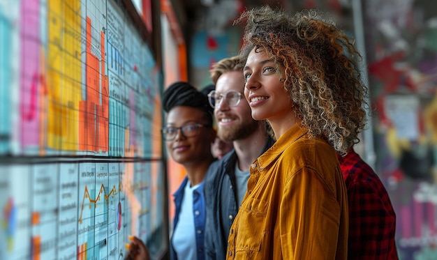 Photo a group of people are standing in front of a chart that says  citi