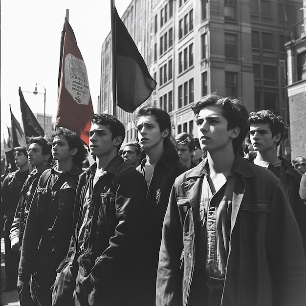 Photo a group of people are standing in front of a flag that says quot dont know who quot