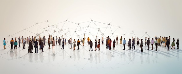 a group of people are standing in front of a large white structure with a large image of a group