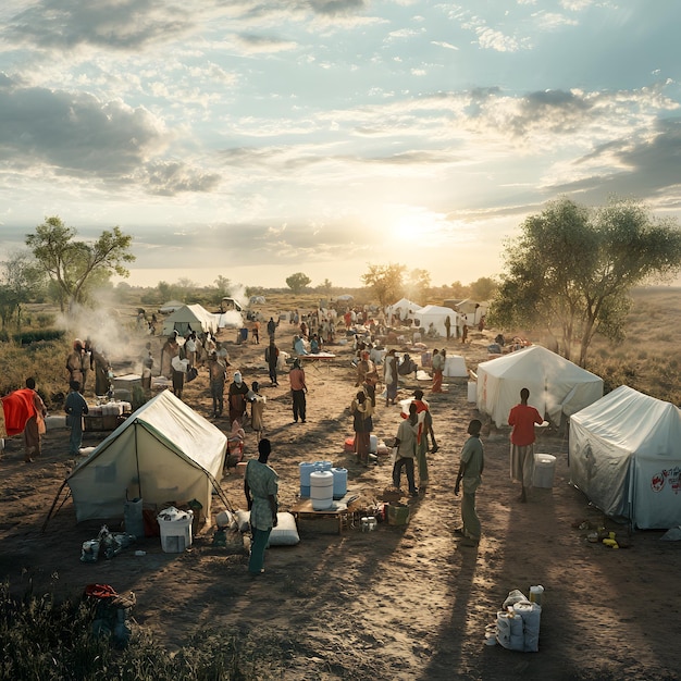 a group of people are standing outside of a tent with the word quot on it