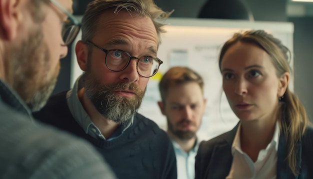 Photo a group of people are talking to each other in a meeting room