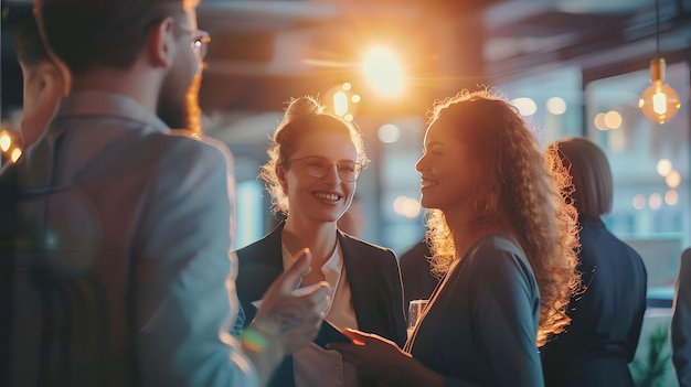 a group of people are talking and having a conversation in a bar