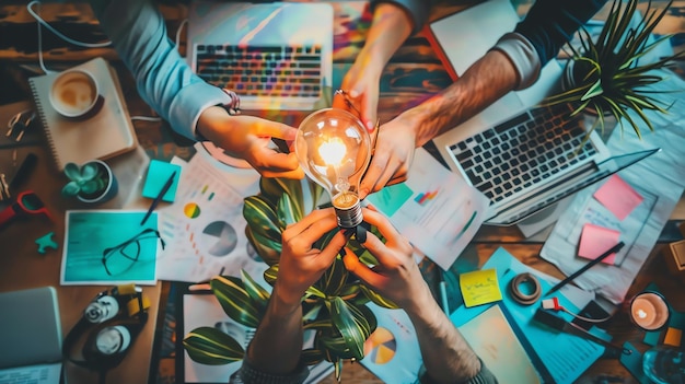 A group of people are working together on a project They are brainstorming ideas