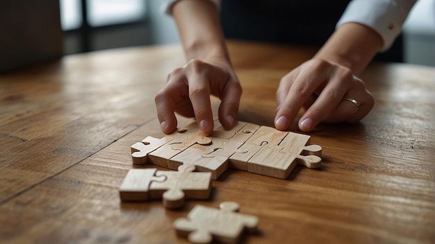 Photo a group of people are working together to put together a puzzle