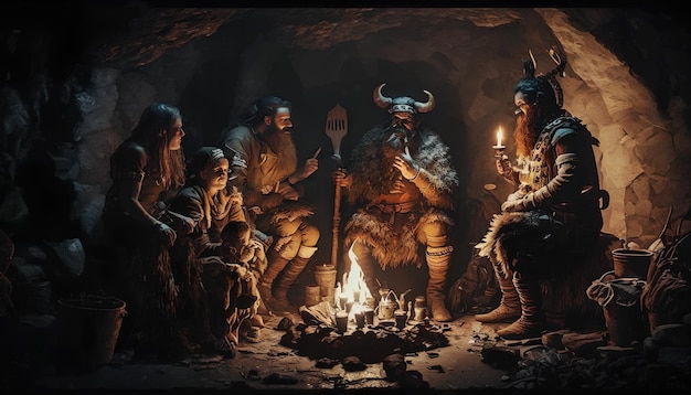 A group of people around a fire