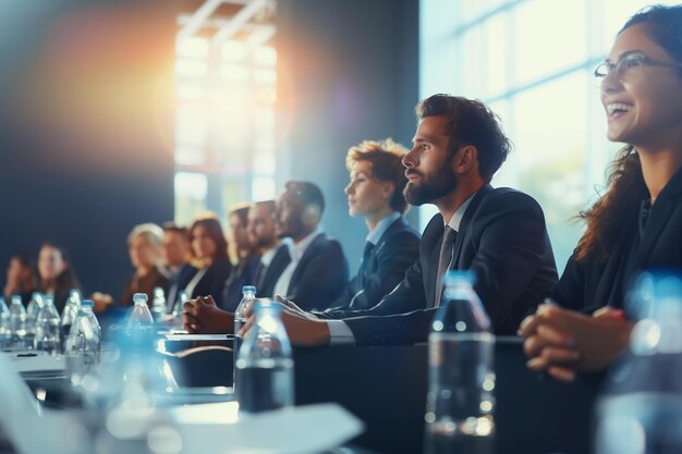 Group of people at a business conference realistic photography copy space and text space