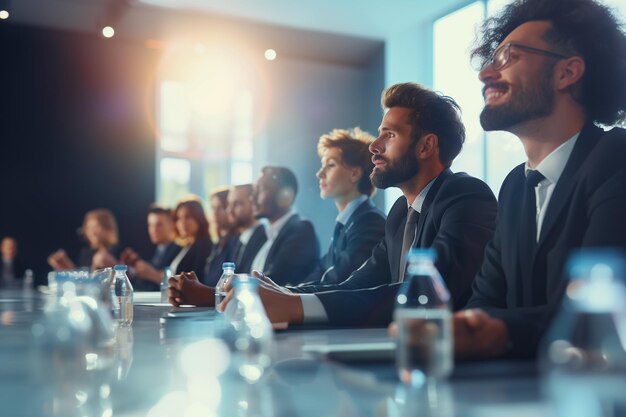 Group of people at a business conference realistic photography copy space and text space