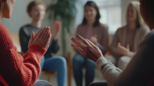 Group of People in Circle Clapping