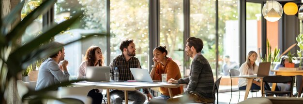 Photo group of people collaborating in a modern workspace