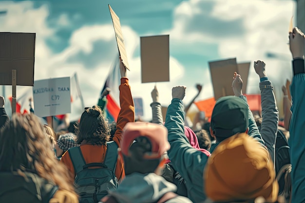 Photo group of people demonstrating at protest