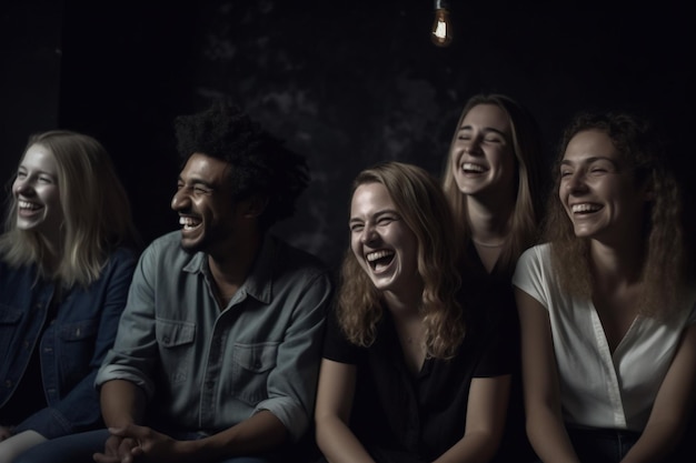 A group of people of different nationalities laughing Different ages nationalities having fun together having good time together laughing smiling Enjoyment relaxation respect peace Generative AI