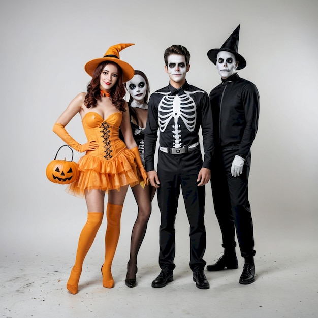 a group of people dressed as skeletons pose for a photo