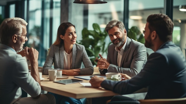 Group of People Engaging in Conversation at Table Employee Appreciation Day