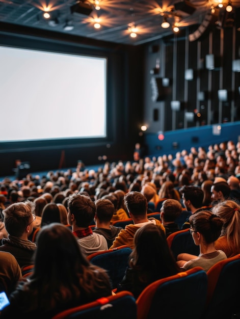 Group of people enjoying movie in theater