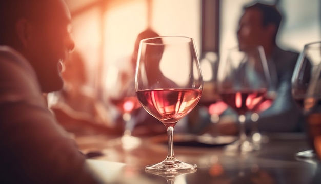 A group of people enjoying red wine at a luxury bar generated by AI