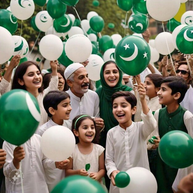 a group of people holding balloons with one that says quot i love you quot on the green flag