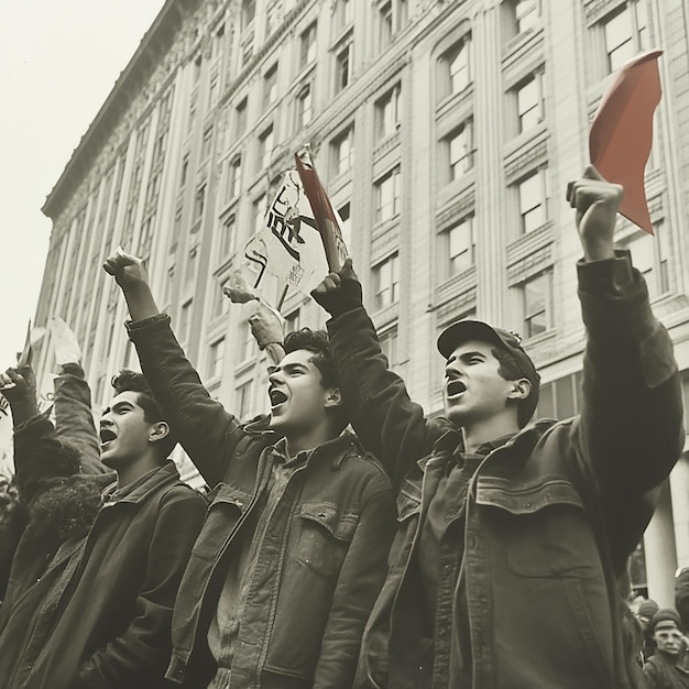 Photo a group of people holding a flag and a sign that sayston it