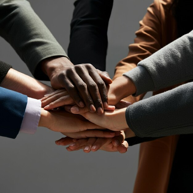 a group of people holding hands that says quot a quot on it