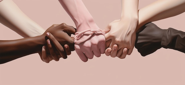 Photo a group of people holding hands together one of which is holding a wrist