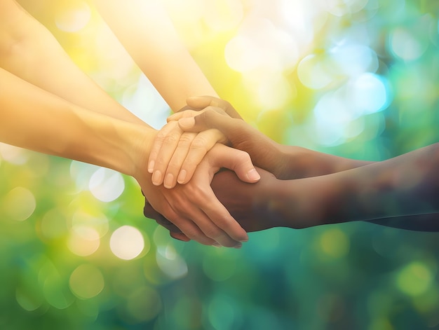 A group of people holding hands in unity and support Friendship day