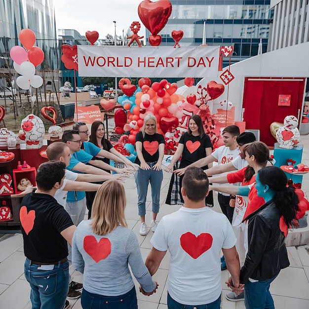 Photo a group of people holding hands with a banner that says world day