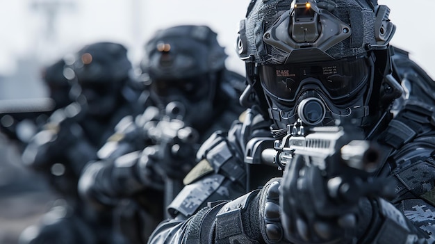 Photo a group of people in a line of riot gear