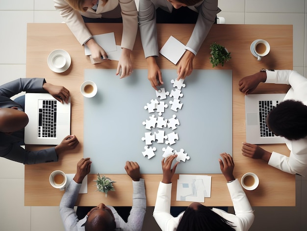 a group of people playing a puzzle that has the word puzzle on it