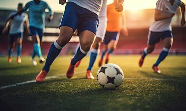 Group of People Playing Soccer on a Field