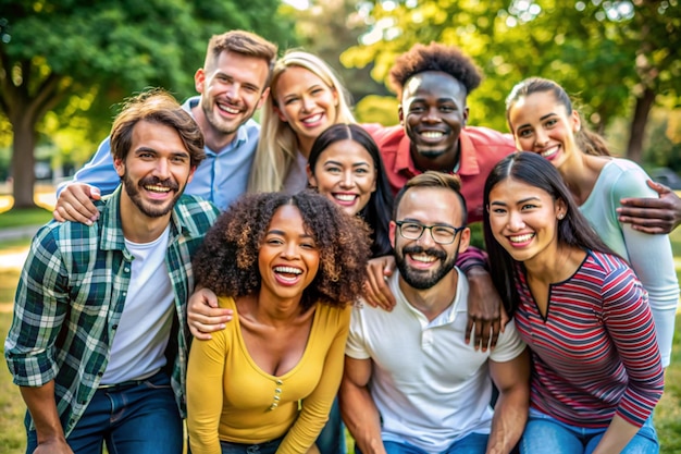 a group of people posing for a photo with one wearing a red shirt that says quot i love you quot