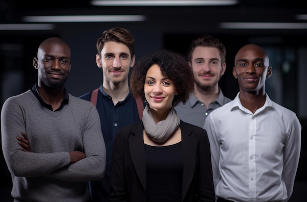 Photo a group of people posing for a photo with one wearing a scarf that says quot im a quot