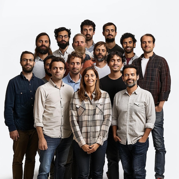 a group of people posing for a photo with one wearing a shirt that says  t - shirt